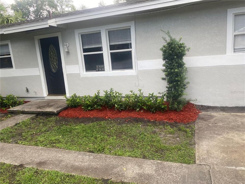 Exterior Front with Fresh Mulch