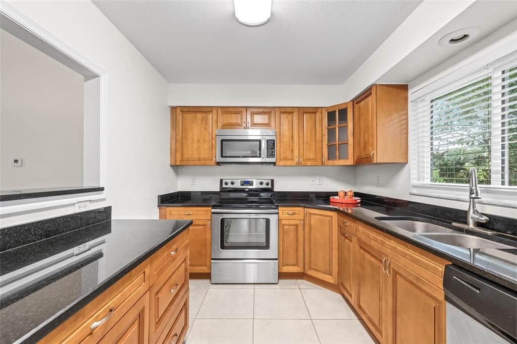 Kitchen with window to the backyard