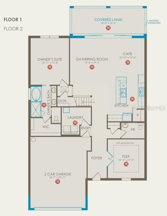 Floor plan with options selected