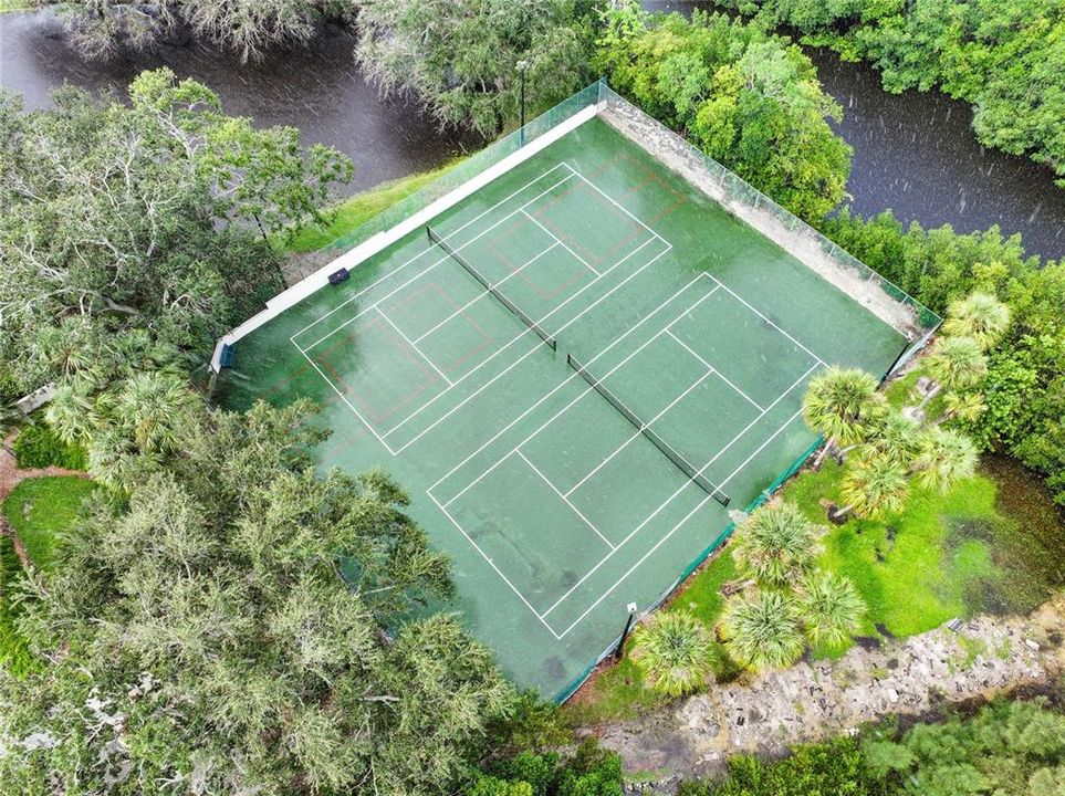 Tennis courts also lined for pickleball as well!