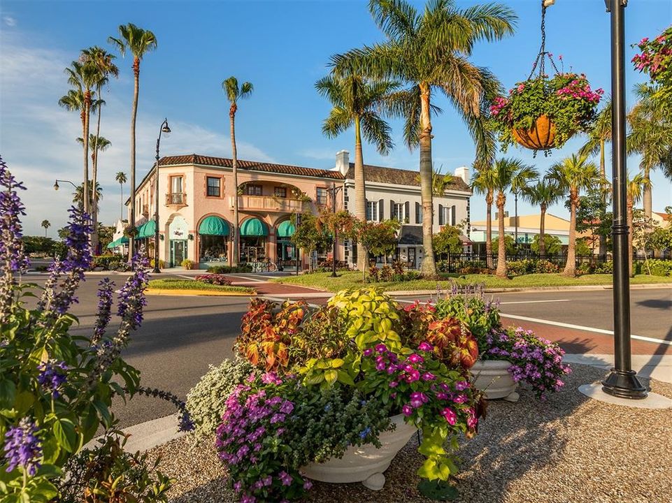 Beautiful flowers and quaint shops line the streets of downtown Venice