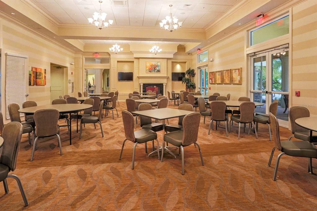 The large gathering room is used as a game room or event room