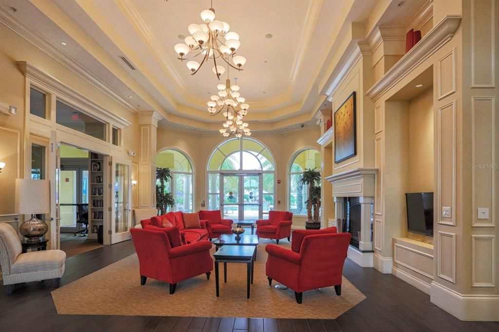 The clubhouse lobby is so inviting and the perfect place to greet friends