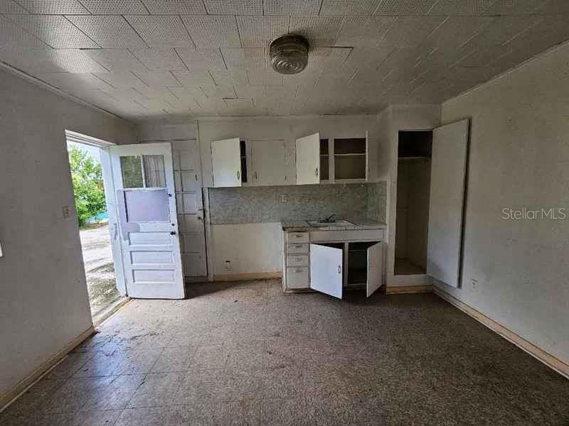 Kitchen located in the detached garage apartment