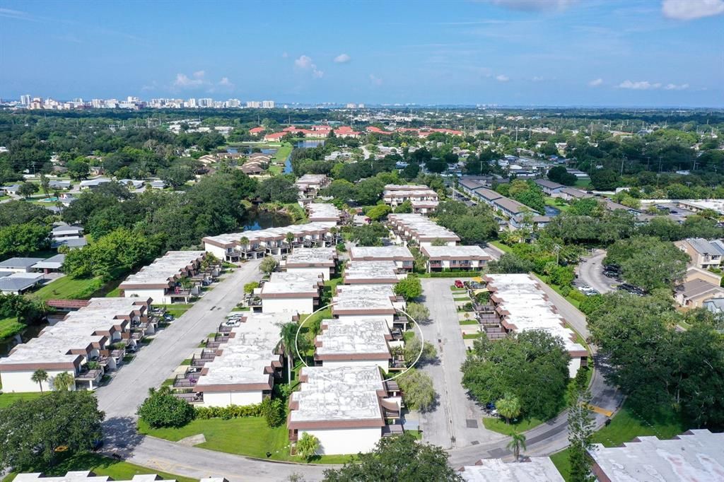 Aerial View showing the proximity to Cultural Downtown Sarasota, the Intercoastal Waterways & the Gulf of Mexico