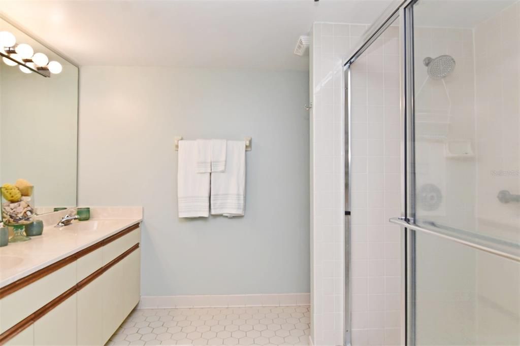 Master Bathroom with  double vanity and large shower