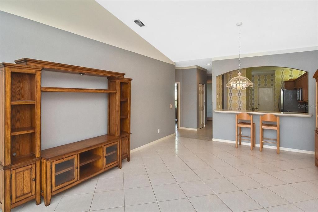 Living room, dining area, breakfast bar