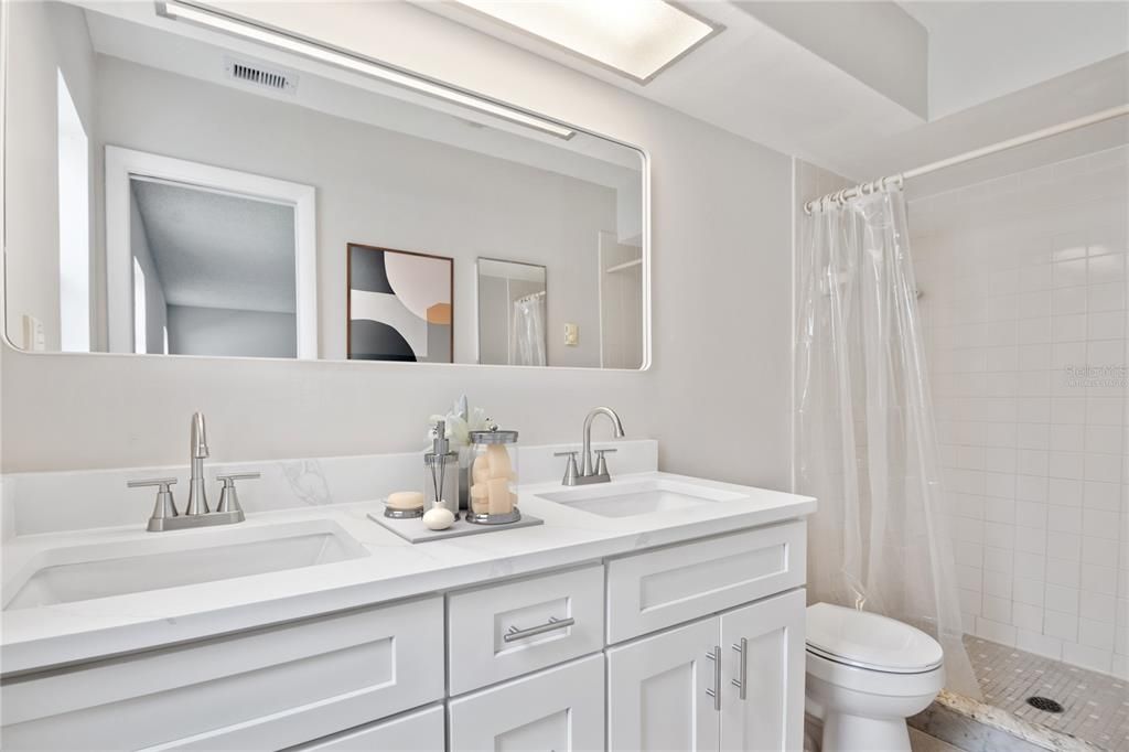 Virtually staged Master bathroom