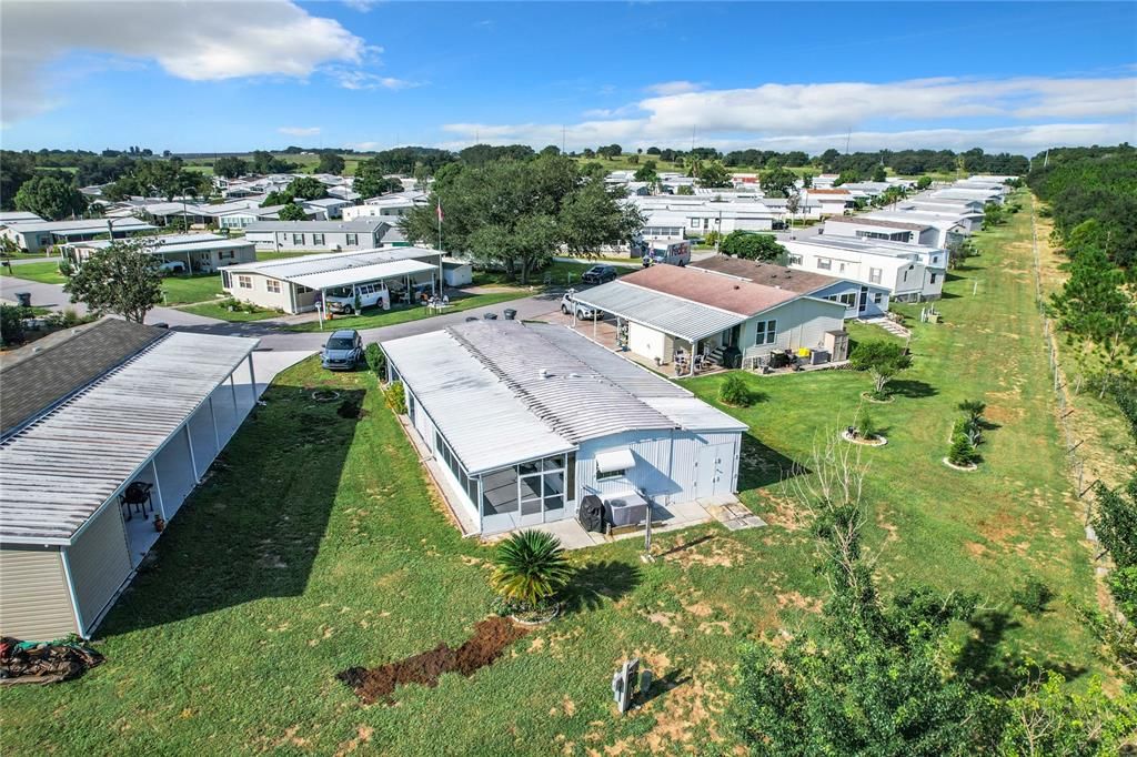 Aerial of backyard and neighbors