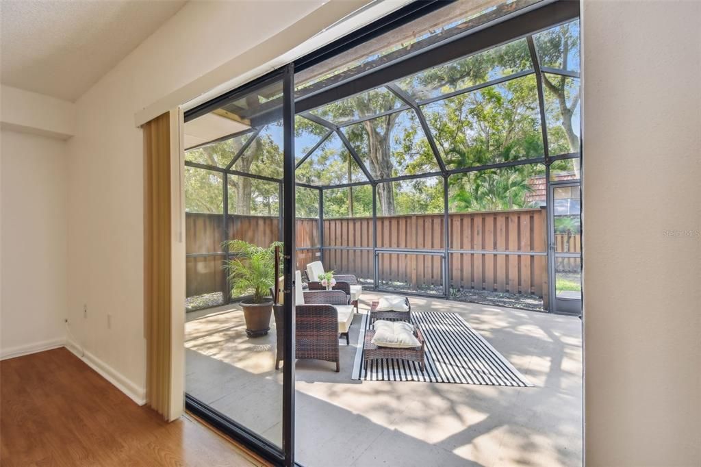 Living room opens to the huge screened patio