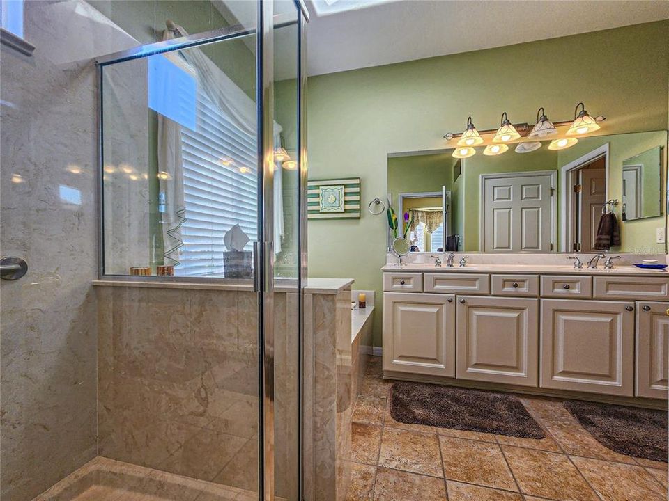 Primary bathroom shower and garden tub