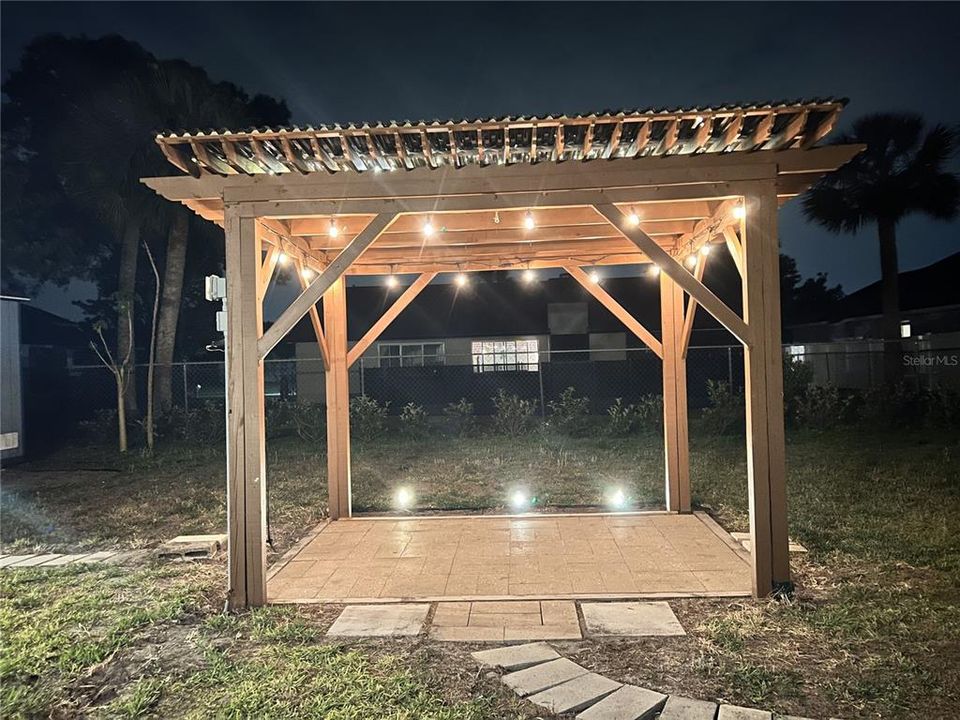 Gazebo with nighttime lighting