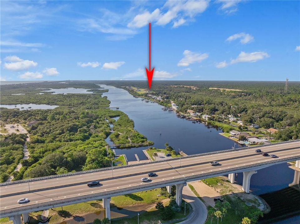 Aerial View of Home to Moody Blvd & Town