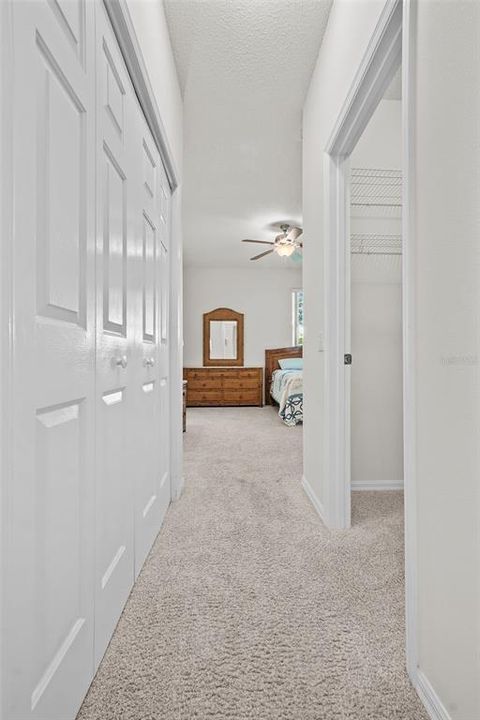 Primary Bedroom Hallway with closets - View from bathroom