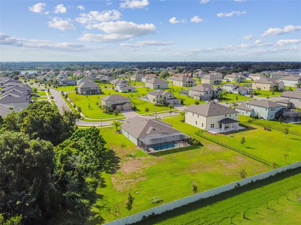 Overlooking backyard and home