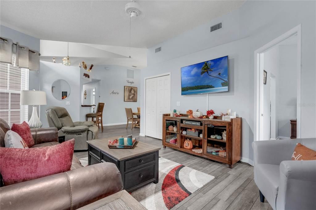 Living Room w/ Vaulted Ceilings