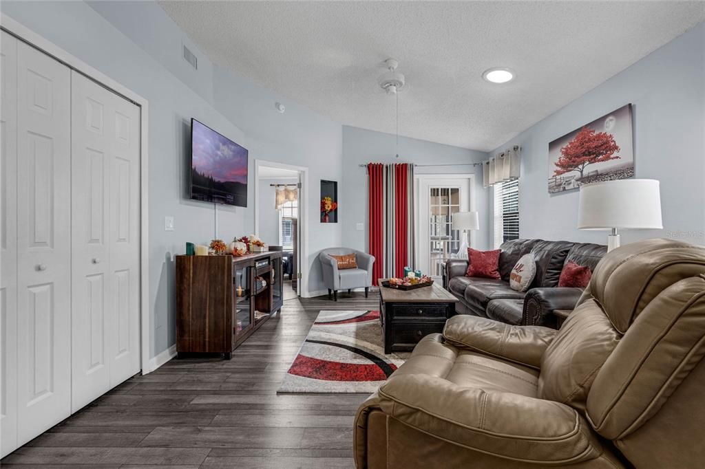 Living Room w/ Vaulted Ceilings