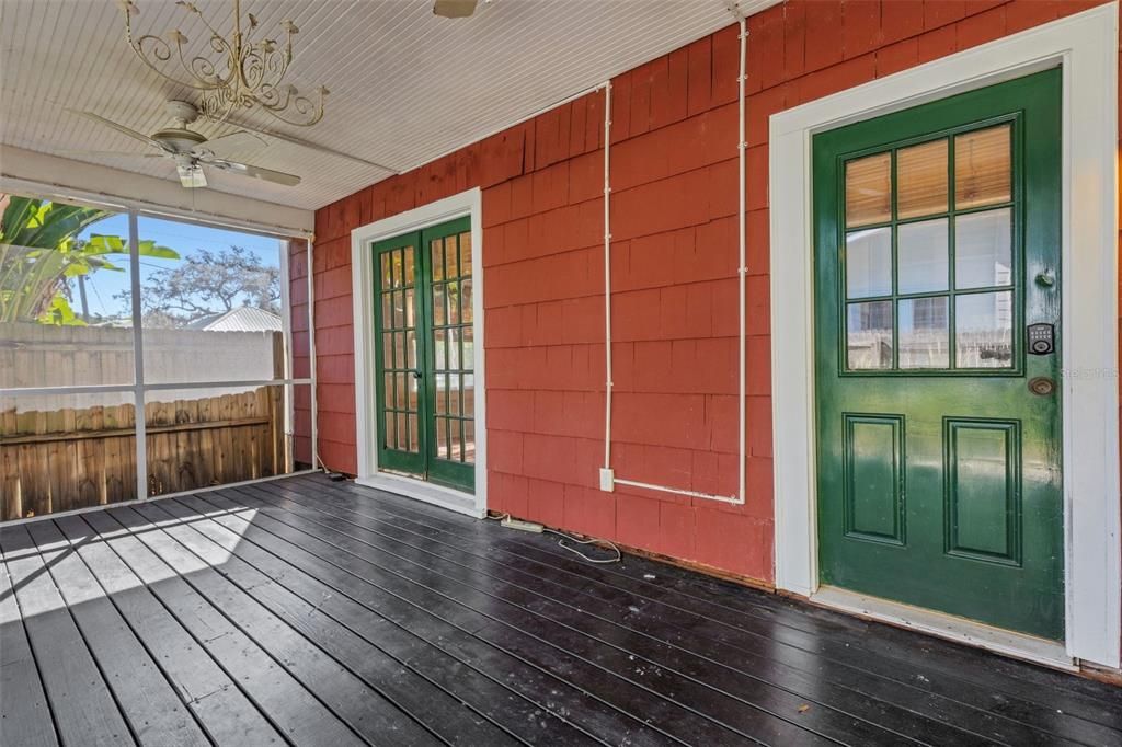 Side porch - doors lead to the dining room & kitchen