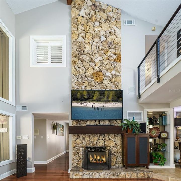 Floor to Ceiling Fireplace in living room