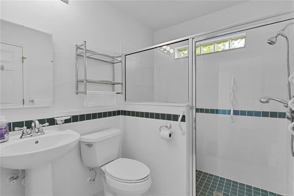 Guest Bath Between Guest Room & private due to Pocket Door