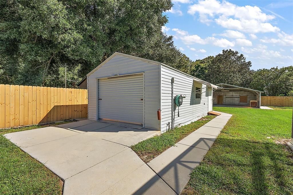 Work shed has room for all your tools, complete with electric and plumbing