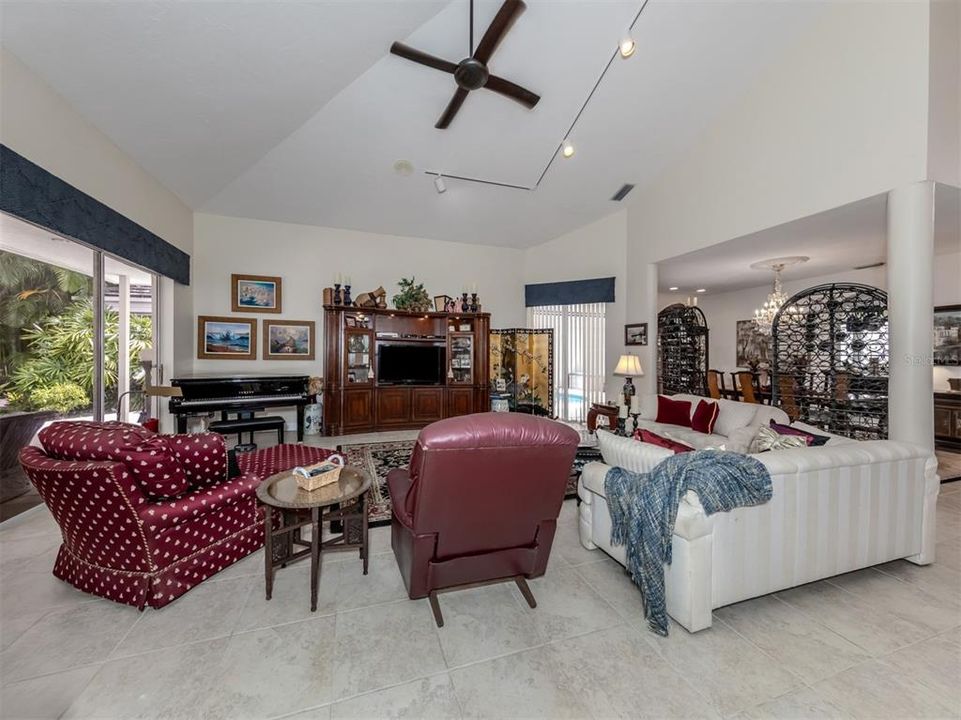 Sliding doors to the left seamlessly connect the interior to the patio, providing natural light and effortless access to outdoor living spaces.