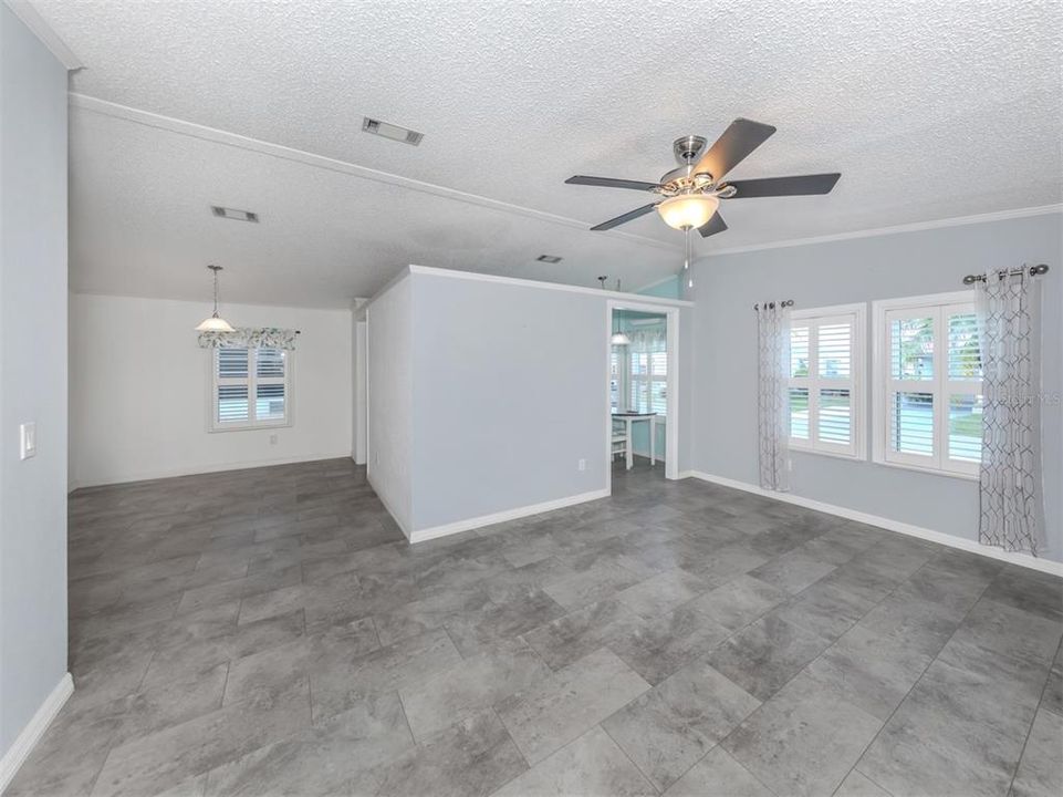 Living room and dining room.