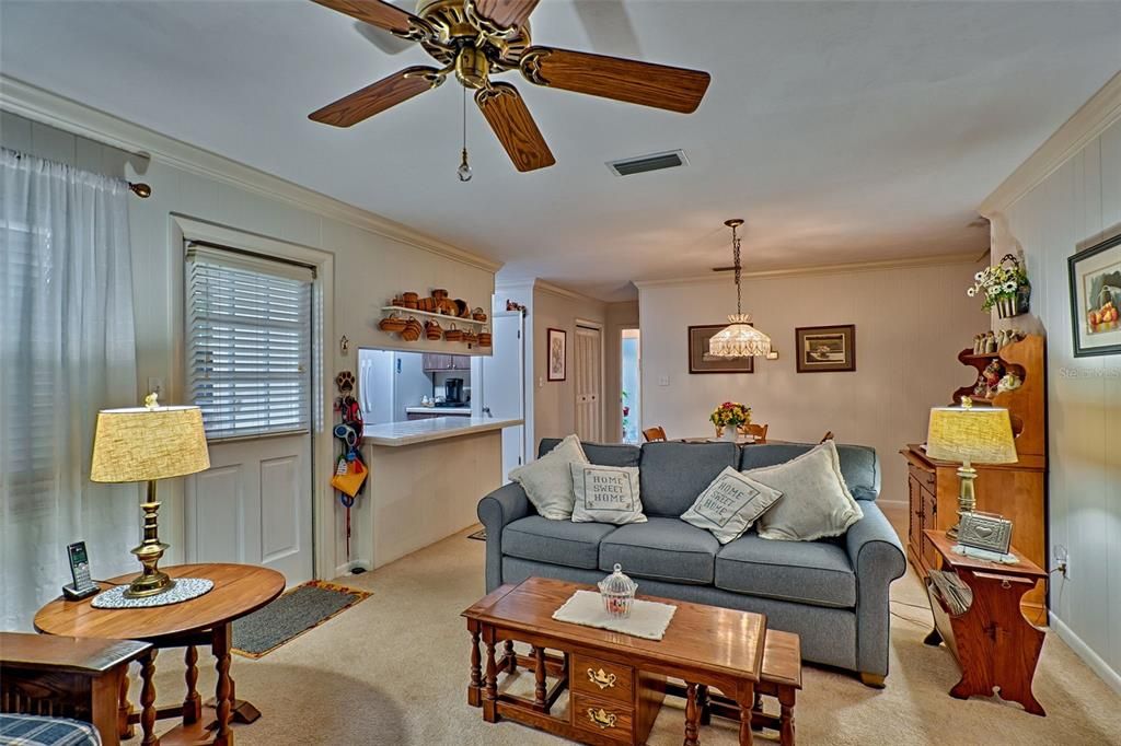 View from Family Room to Kitchen and Foyer