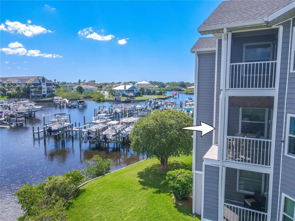 The 2nd floor unit features 2 balconies with water views.