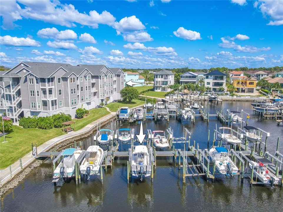 The marina and boat lift.