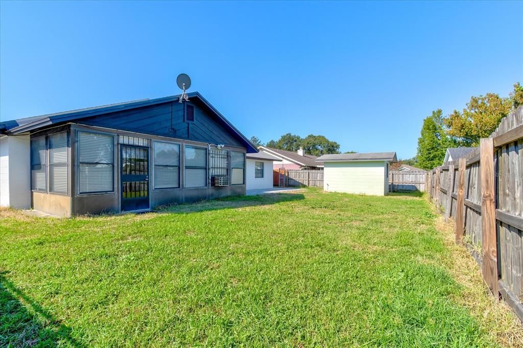 Fully fenced in backyard.