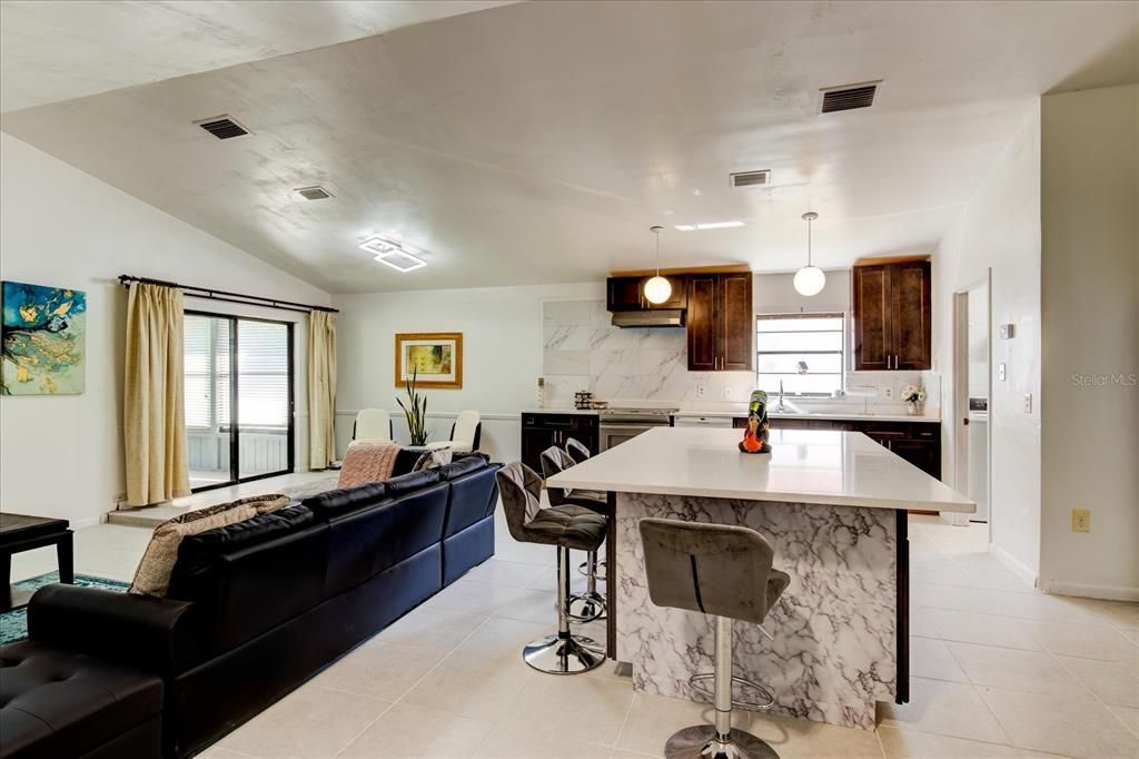 High ceilings and ample counter space for entertaining and family life.