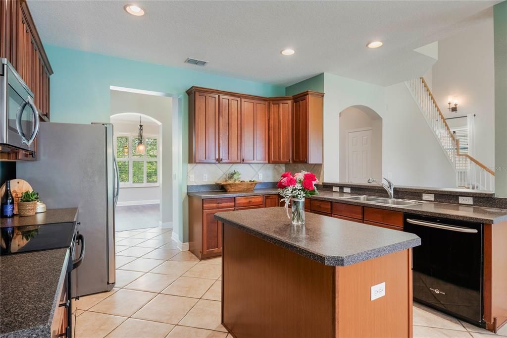 Easy access to kitchen from dining room.