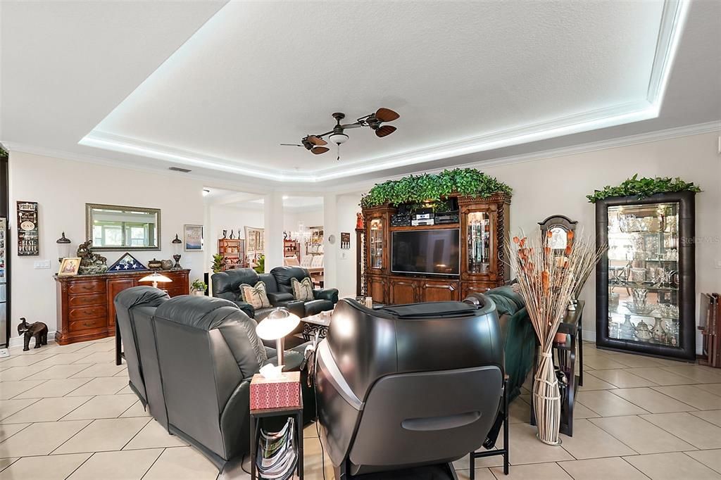 Looking back from the Nook area into the Formal Dining Room offers an overview of the Loveliness of this Custom Hom.