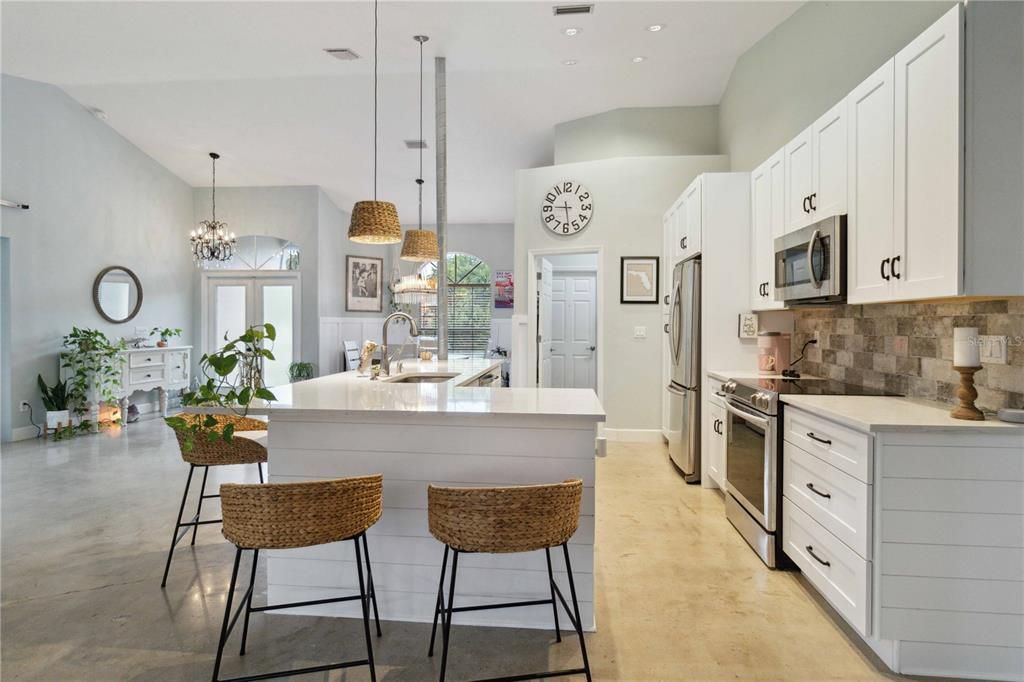 Have your casual meals around the kitchen island.