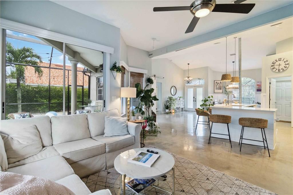 View of the living spaces from the light & bright living room.