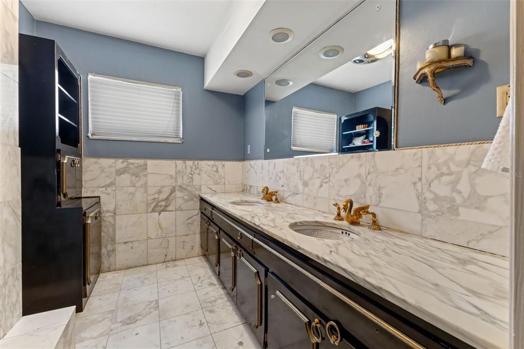 Upstairs primary bathroom in the main home