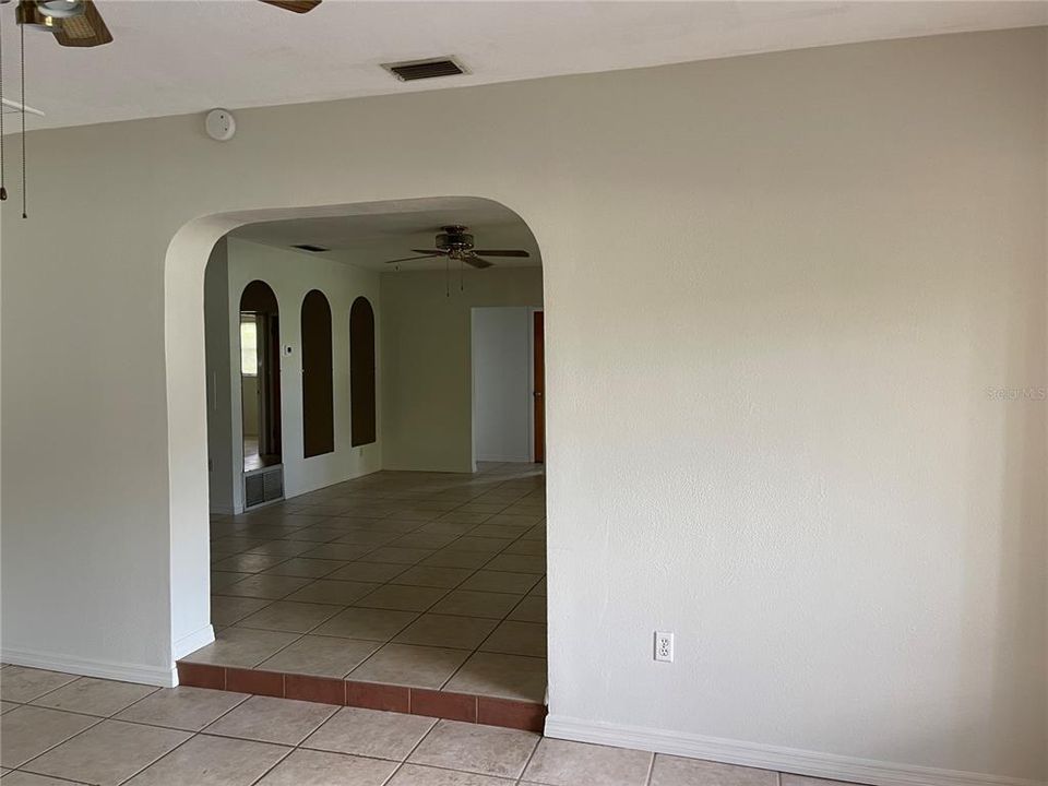 View of the great room from the formal living room.