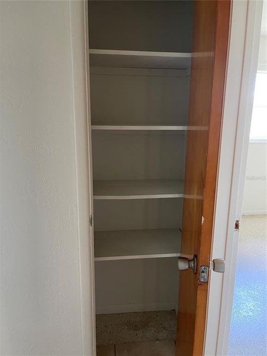 Linen closet in the hallway.