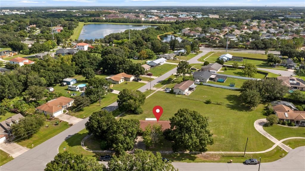 aerial view established neighborhood