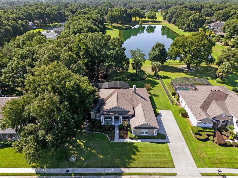 Aerial of waterfront home