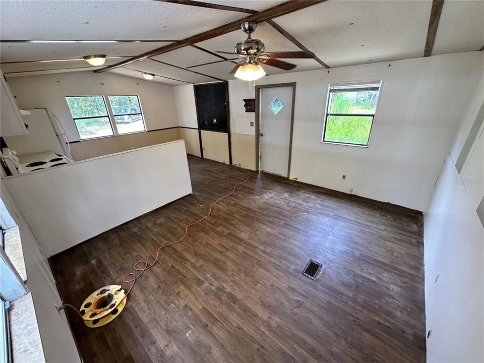 View of living area from the hallway.