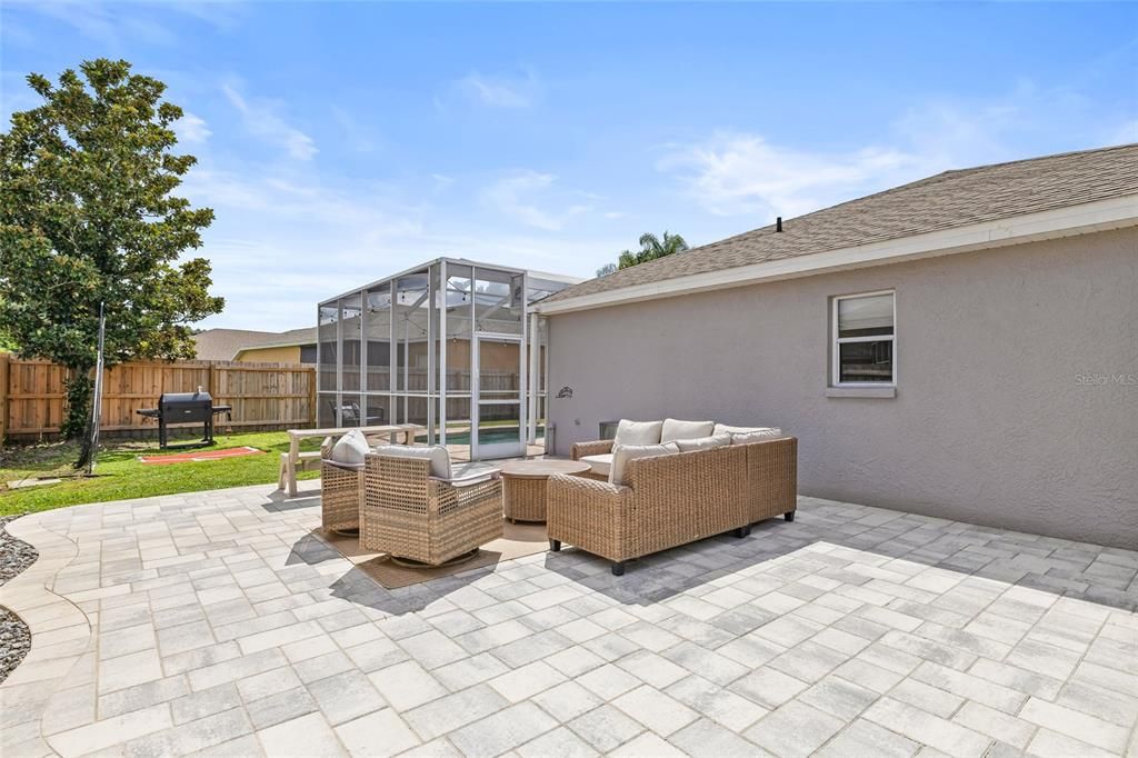 Paved backyard corner view