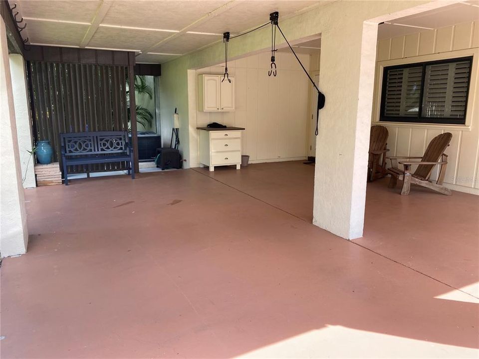 Carport with storage room