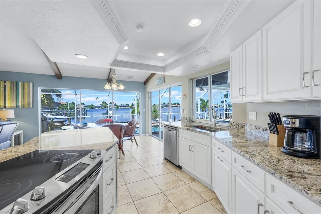 Kitchen overlooking dining room