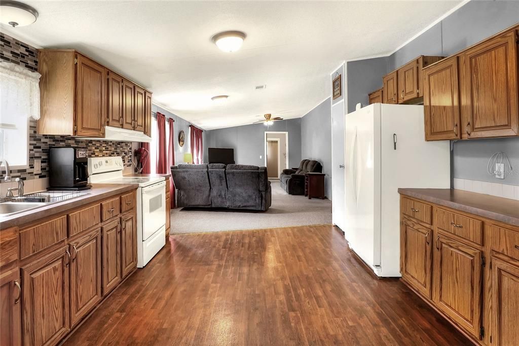 Kitchen open to living room