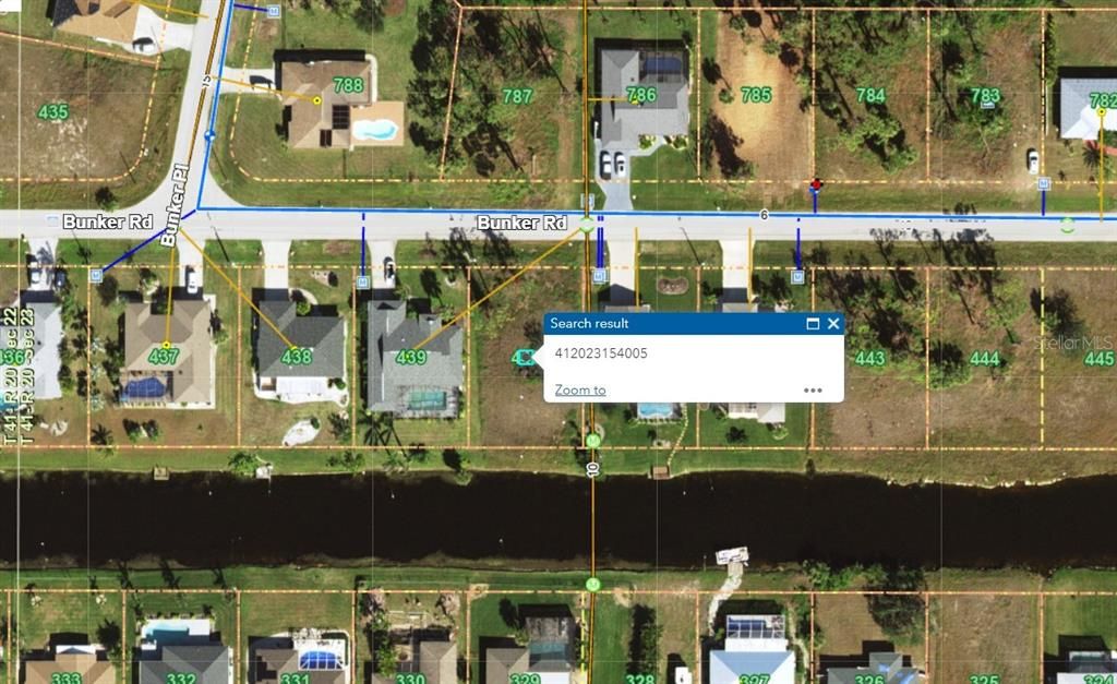 Utility map showing availability of central water and sewer