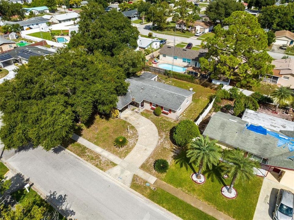 Aerial view of the front of the home.