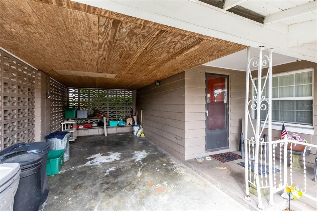 A one car carport keeps your vehicle safe from the elements.