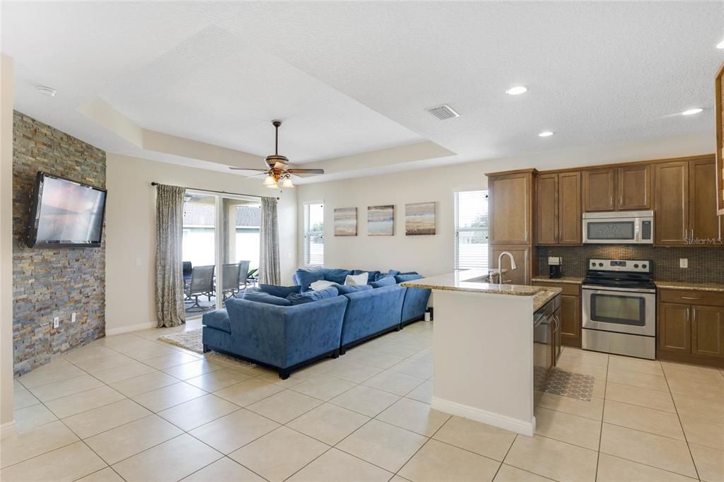 Kitchen and family room